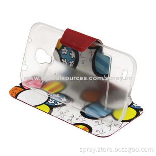 Printed PU Leather Flip Case for Samsung Galaxy S4, PC Holder Inside, with Stand Function